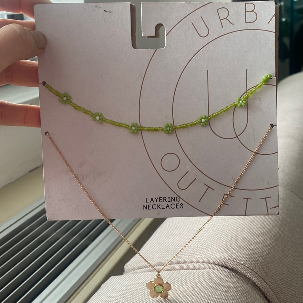 NWT! Urban outfitters lime green layering necklaces!!!!!!